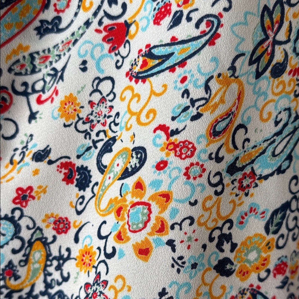 Collective Concepts Cream Paisley Floral Split-Neck Tunic sz-LG - Picture 4 of 6